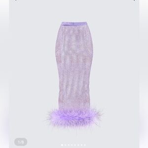 Lavender Rhinestone Feather Trim Skirt